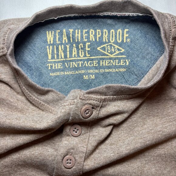 Men's Weatherproof Vintage, Long Sleeve Henley, Size M, Brown, Casual, Classic - Picture 3 of 11